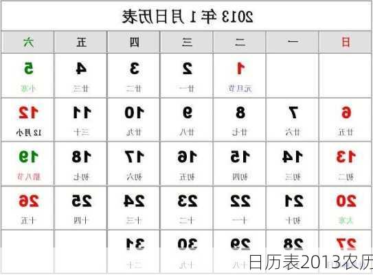 日历表2013农历