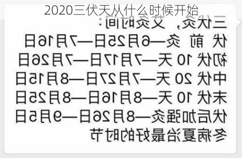 2020三伏天从什么时候开始