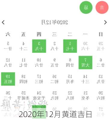 2020年12月黄道吉日