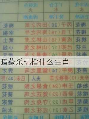 暗藏杀机指什么生肖