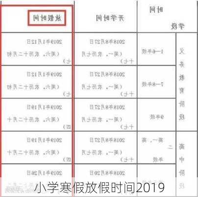 小学寒假放假时间2019