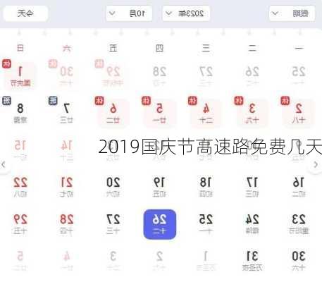 2019国庆节高速路免费几天