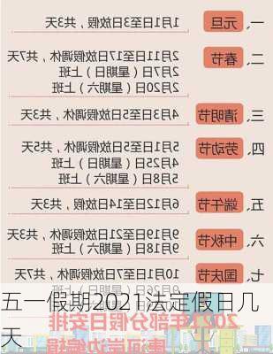 五一假期2021法定假日几天