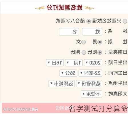 名字测试打分算命