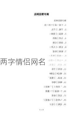 两字情侣网名