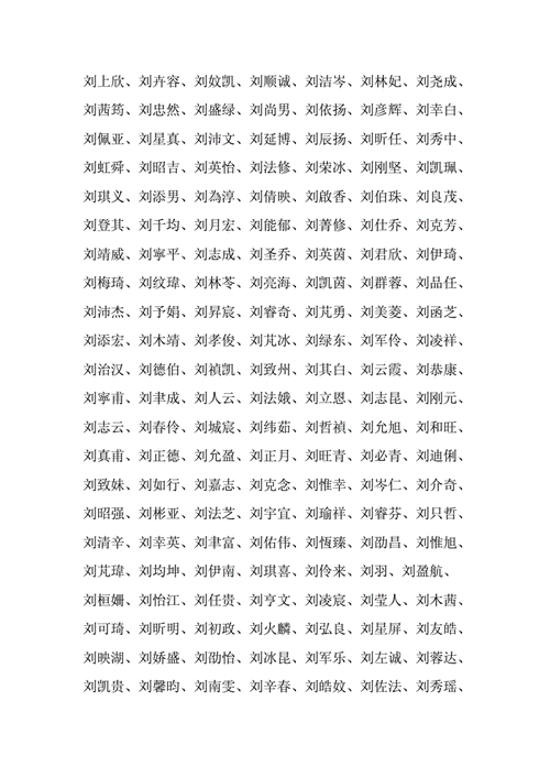 刘姓男孩名字大全