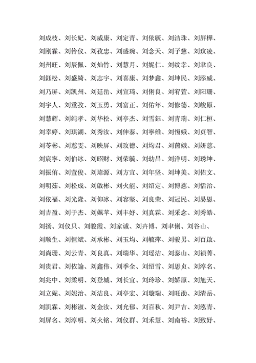 刘姓男孩名字大全