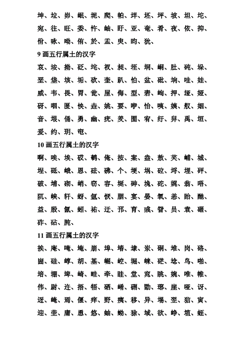 五行中属土的字