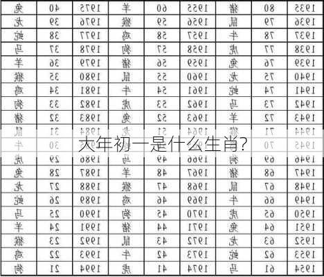 大年初一是什么生肖?