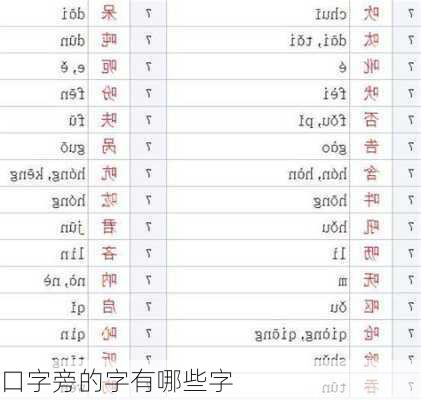 口字旁的字有哪些字