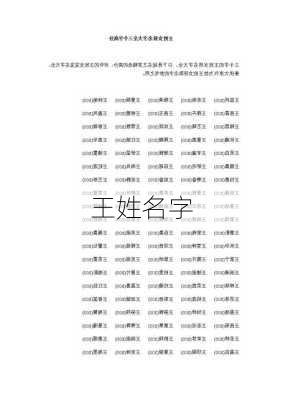 王姓名字