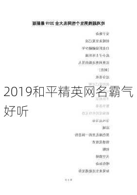 2019和平精英网名霸气好听