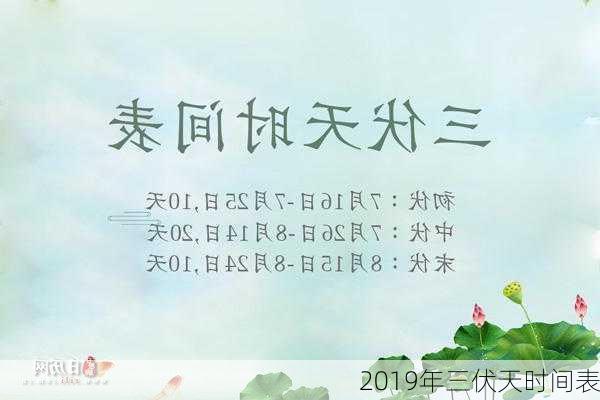 2019年三伏天时间表