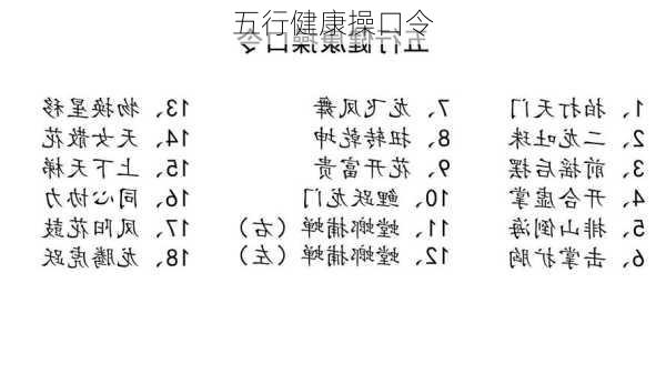 五行健康操口令