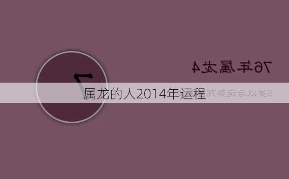 属龙的人2014年运程