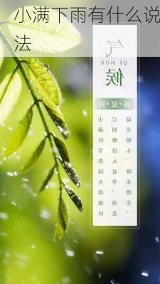 小满下雨有什么说法