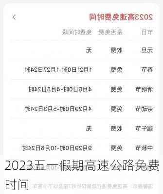 2023五一假期高速公路免费时间