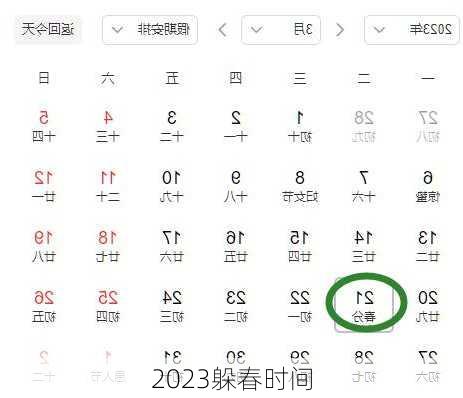 2023躲春时间