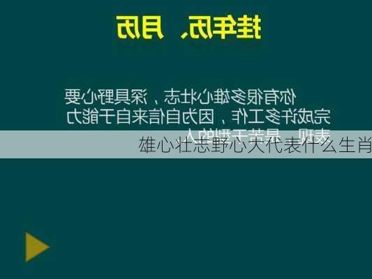 雄心壮志野心大代表什么生肖