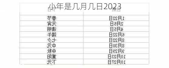 小年是几月几日2023