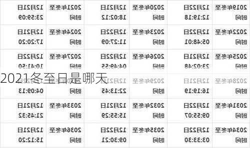 2021冬至日是哪天