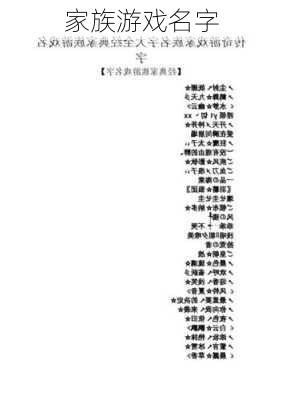 家族游戏名字