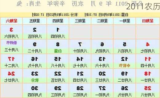 2011农历