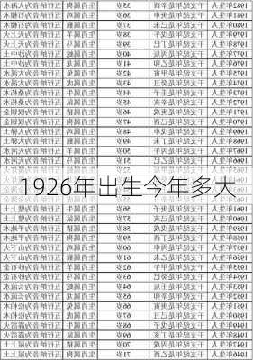 1926年出生今年多大