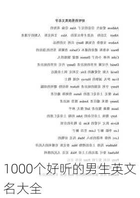 1000个好听的男生英文名大全