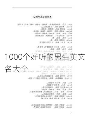 1000个好听的男生英文名大全