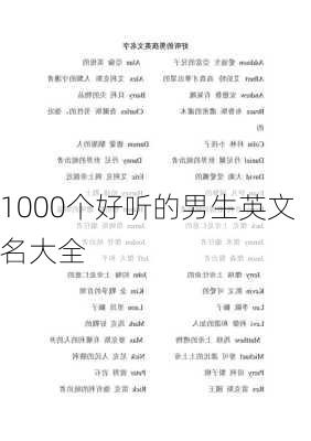 1000个好听的男生英文名大全