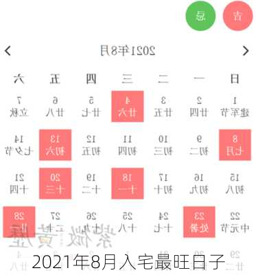 2021年8月入宅最旺日子