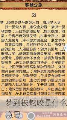 梦到被蛇咬是什么意思