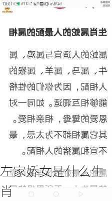 左家娇女是什么生肖