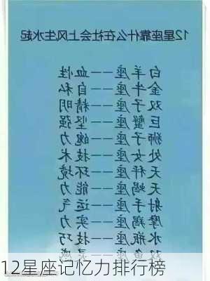 12星座记忆力排行榜