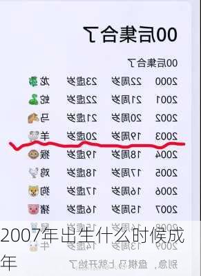 2007年出生什么时候成年