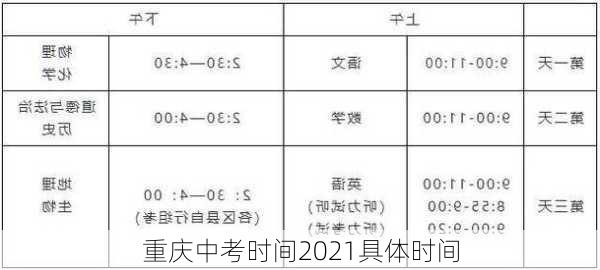 重庆中考时间2021具体时间