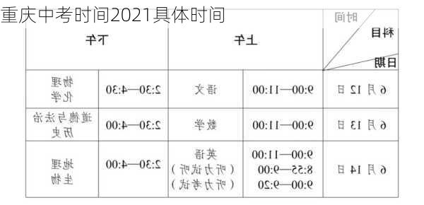 重庆中考时间2021具体时间