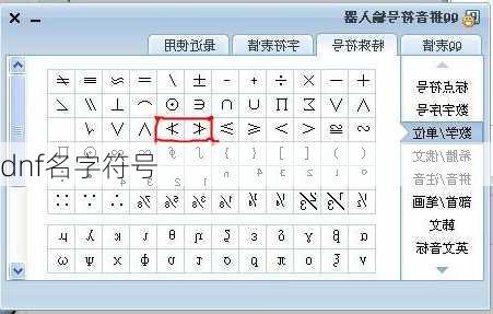 dnf名字符号