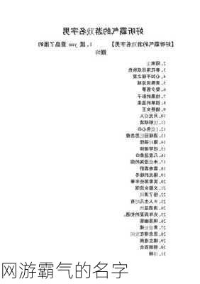 网游霸气的名字