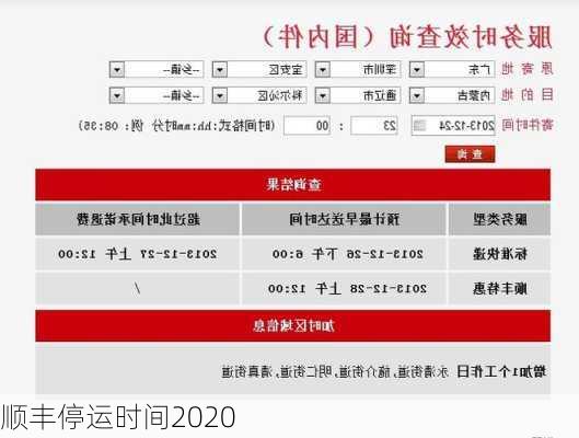 顺丰停运时间2020