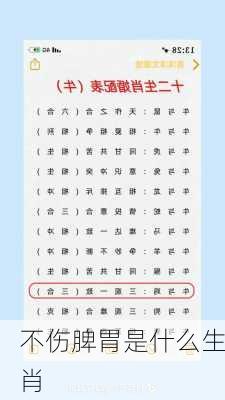 不伤脾胃是什么生肖