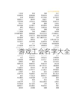 游戏工会名字大全