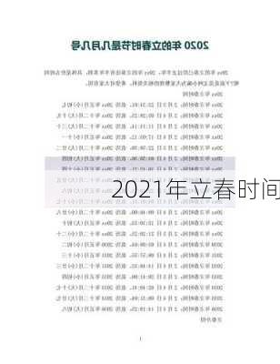 2021年立春时间