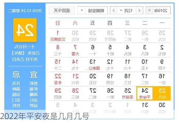 2022年平安夜是几月几号