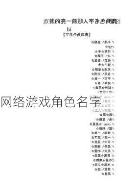 网络游戏角色名字