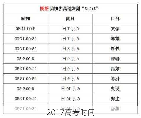 2017高考时间