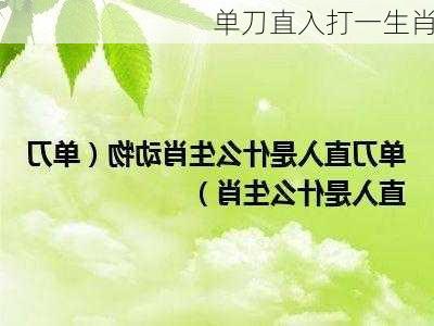 单刀直入打一生肖