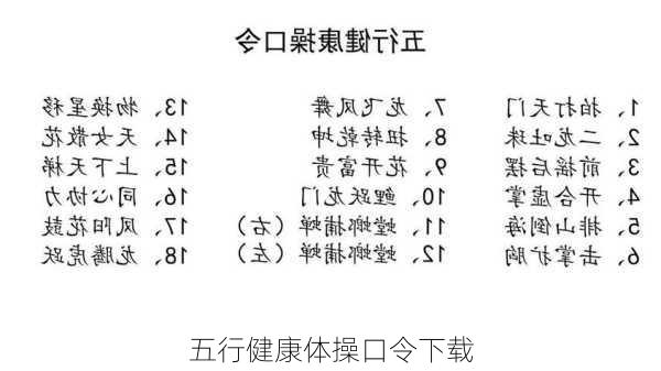 五行健康体操口令下载