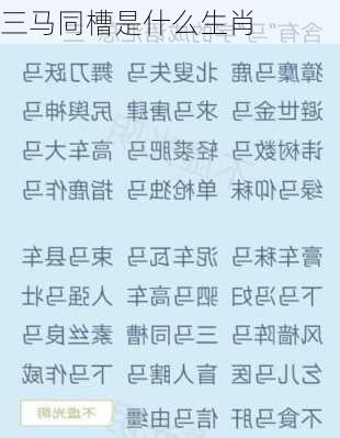 三马同槽是什么生肖